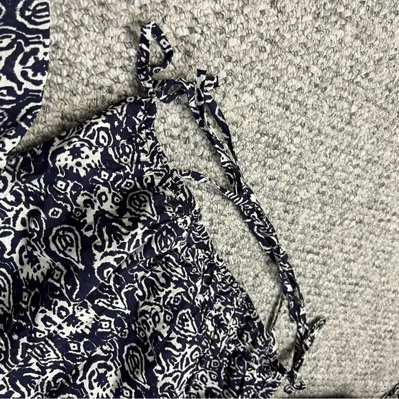 NWT blue white print gauzy cotton balloon sleeve oversized cropped blouse top S - Picture 8 of 13